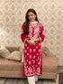 Miesha Iyer in Premium Hand Embroidery Chikankari Kurta Modal Cotton- Red